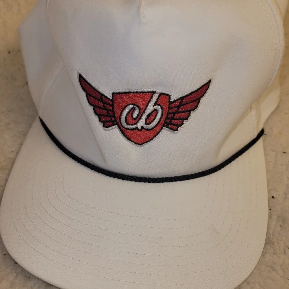 Imperial White Snapback Hat Embroidered Logo Cap Cord Trim Adjustable CB...‎